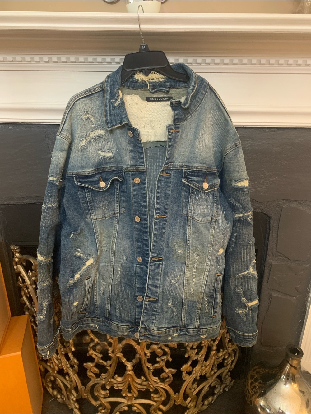 Embellish Men’s Distressed Blue Denim Jacket